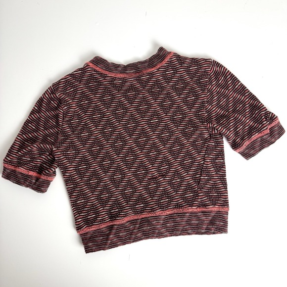 Free People Intimately Cropped Knit Baby Tee Womens XS Retro Y2K Geometric Boho - Picture 4 of 8